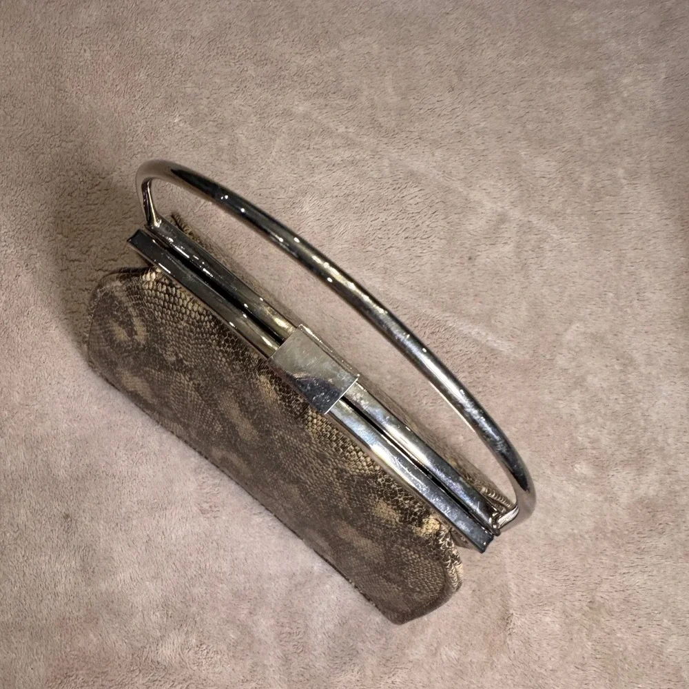 Vintage Snake‎ Print Handbag Top Handle Clutch Old Hollywood Glam Evening Bag